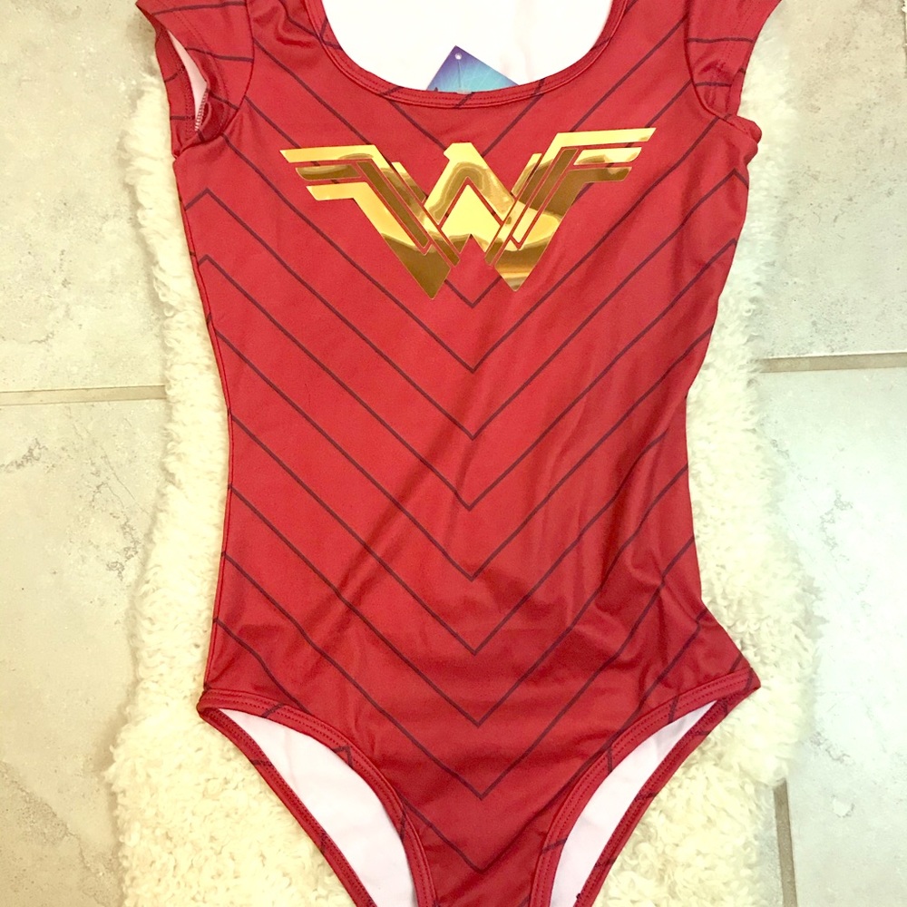 Women’s wonder woman themed bodysuit.